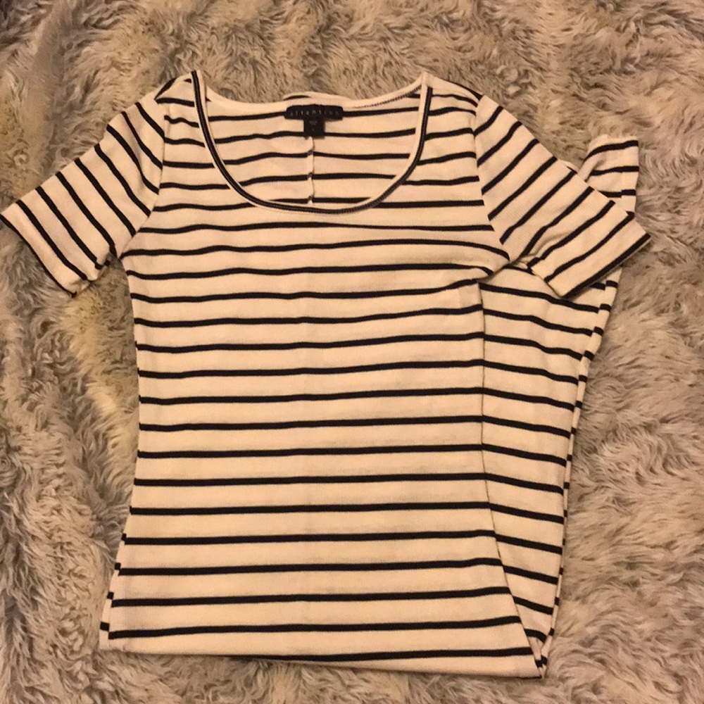 Striped Cap Sleeve Dress w/ Front Split
